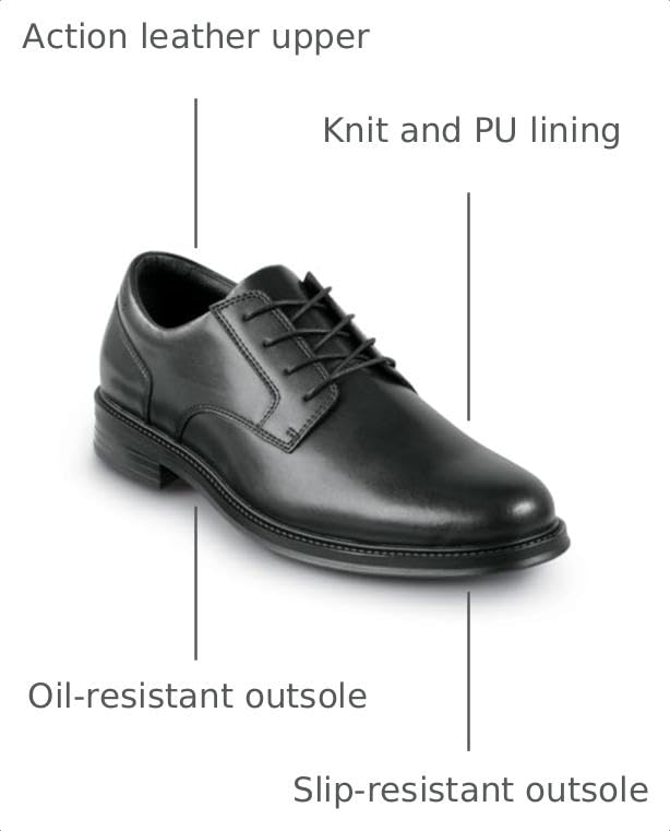 Men's Black MaxTrax Soft Toe Dress Shoe (9.5 M) by SR Max – 9.5, Leather, Black, Model Hallsboro