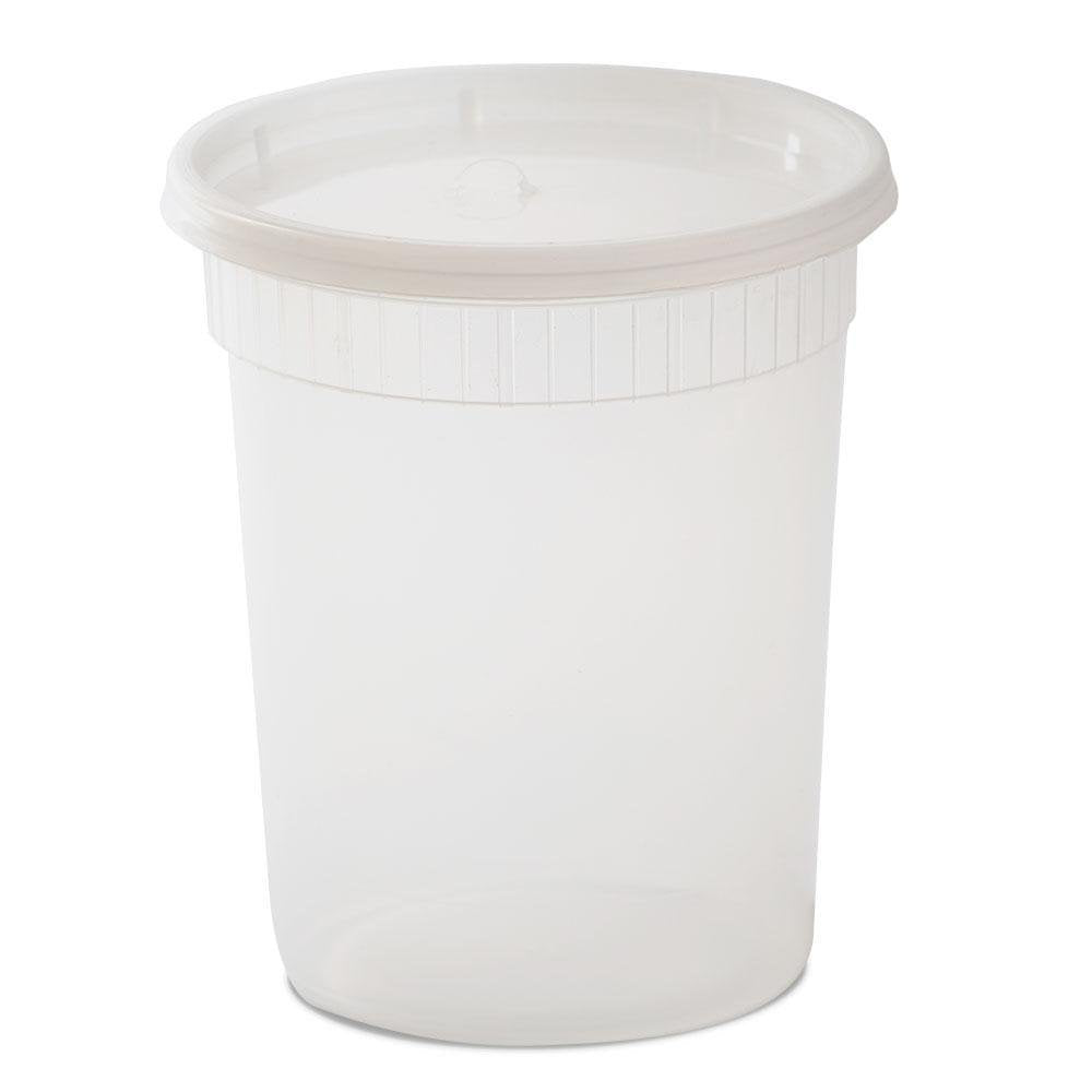 Plastic Soup/Food Container with Lids by YW – 1, 32.0 ounces, Plastic, Clear, Pack of 240