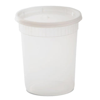 Plastic Soup/Food Container with Lids by YW – 1, 32.0 ounces, Plastic, Clear, Pack of 240