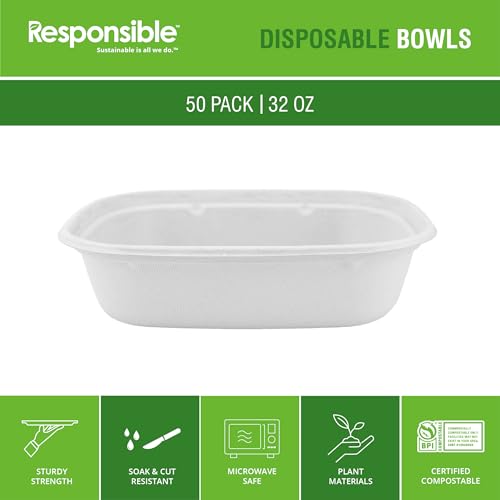 Responsible Products 32 oz (50 Count) / Classic White / Casual Bowls