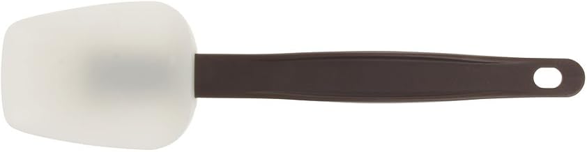 HUBERT Hi-Temp Spoon Spatula White Silicone with Brown Fiberglass Infused Handle - 10 1/2"L x 2 1/2"W