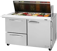 Turbo Air 1-Door 2-Drawer Sandwich Salad Prep Table 15-CU.ft. PST-48-18-D2R(L)-N