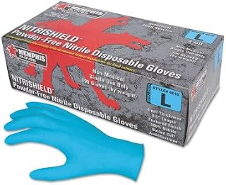 MCR Safety 6015S Nitrishield Gloves, Rolled Cuff, Small, Blue (1000 Count)
