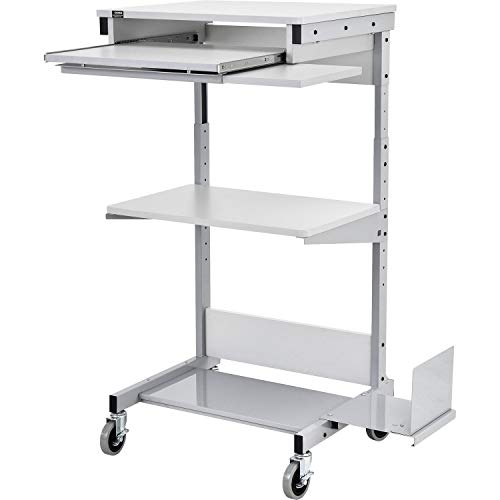 Mobile Computer Workstation with Keyboard by Global Industrial – 25.5 x 22 x 44.5 inches, Tubular,Steel, Grey, Model 506693