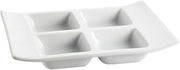 CAC China CN-4T8 Divided Tray 8-Inch by 6-Inch 1-Ounce 4 Super White Porcelain 4-Compartment Rectangular Tray, Box of 24
