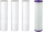 Aquasana 10 Inch Pre-Filter Replacement 3-Pack and Post-Filter Bundle | For Rhino Whole House Filters | Replace Pre-Filters Every 2 Months, Post-Filter Every 6 Months