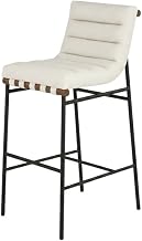 Starlight Canyon Home Vegan Leather-Upholstered Bar Stool with Iron Frame, Contemporary Counter Height Seat for Kitchen or Bar, Cream Vegan Leather