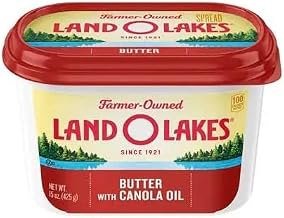 Land O Lakes Spreadable Butter with Canola Oil, 15 Ounce Tub -- 12 per case.