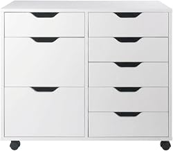Furnifact Composite Wood Storage Cabinet with Drawers, Small Office Storage Cabinet for Home Office Organization and Filing Cabinet, White