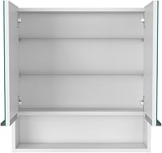 25-inch Tall Double Door Mirror Cabinet with Open Shelf by tatacoa – Engineered Wood, White