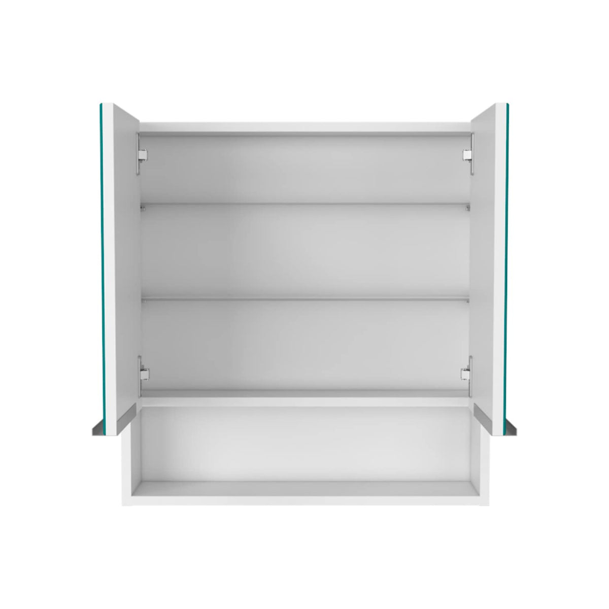 25-inch Tall Double Door Mirror Cabinet with Open Shelf by tatacoa – Engineered Wood, White