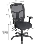 Interion Mesh Back Office Chair with High Back & by Global Industrial – 20"W x 18.5"D x 23.5"H, Black, Model A90342TMI+38L1