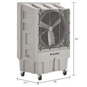 30" Diameter Portable Evaporative Cooler with LCD Display by Global Industrial – 27.5 inches x 44 inches x 65 inches, Plastic, Gray, Model 293131