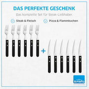 Amefa knife set / Steakbesteck Set für 6 Personen, schwarz / Silver, Black Steak Sets