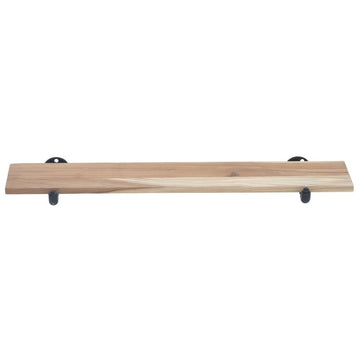 Reclaimed Wood Wall Shelf with Pipe Fitting - 48" L x 8" W x 1" H by HUBERT – Wood, Brown, Model 28247