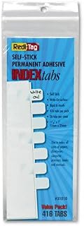 Redi-Tag Side-Mount Self-Stick Plastic Index Tabs, 1in, White, 416/Pack -:- Sold as 2 Packs of - 416 - / - Total of 832 Each