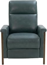 Starlight Canyon Home Leather-Upholstered Recliner with Push-Thru-Arms, Wall Hugger Reclining Chair for Living Room or Adults, Roma Bluegray