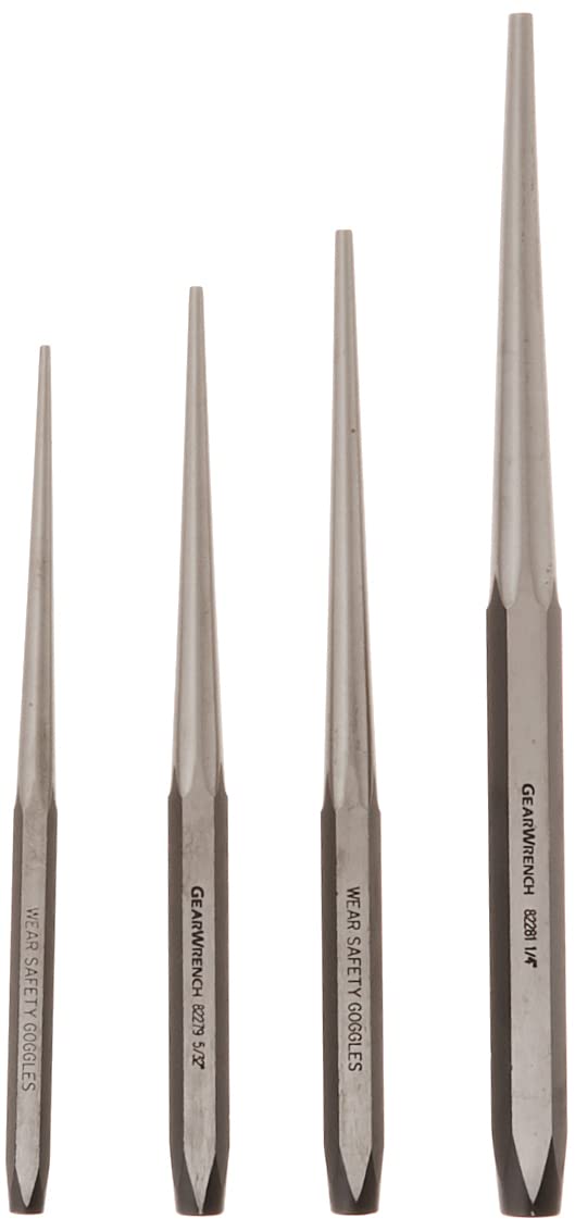4 Piece Long Taper Punch Set by GEARWRENCH – Solid Black, Model 82307