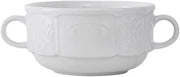 Tuxton China CHS-105 Soup Mug, 10 oz., 4-1/4" Dimater x 2-1/4"H, Stackable, Embossed, Double Handle, Microwave and Dishwasher Safe, Oven Proof, Fully Vitrified, Chicago, Pack of 36
