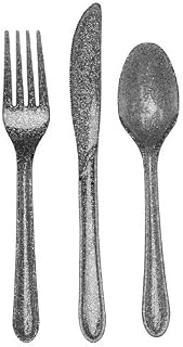 Creative Converting Premium Plastic Glitz Silver Glitter Cutlery, 72 Utensils Per Package