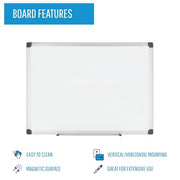 MasterVision 60"W x 36"H / Porcelain / Silver Dry Erase Boards