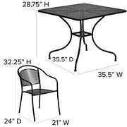 Flash Furniture Black / 35.5" / 4 Round Chairs + Square Table Dining Sets