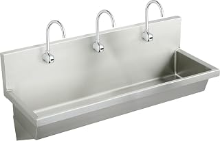 Elkay EWMA7220SACC Commercial 72" x 20" single Wall Hung Multiple Station Hand Wash Sink Kit 1 Hole