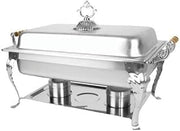 Thunder Group SLRCF8532, 8-Quart Full Size Chafer with Wood Handle, Commercial Stainless Steel Chafing Dish