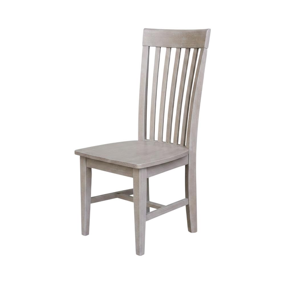 Solid Wood Dining Chair with Mission-Style Frame by Furnifact – Wood, Washed Gray Taupe, Pack of 2