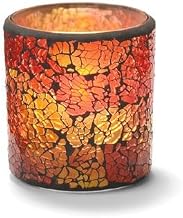 Hollowick 6351RG Crackle Votive Lamp, 3-1/4"H x 3" Dia., Red/Gold Frosted