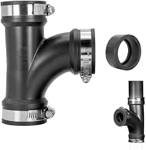 Fernco 4" Flexible PVC Tee with Optional 3" Reducer Bushing for DWV Cast Iron, Steel and Plastic Pipe Connections