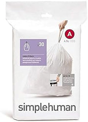 simplehuman code A custom fit liners, (30 liners), 4.5 L/1.2 gallon, White