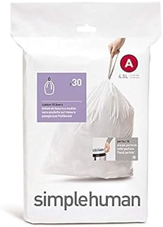 simplehuman code A custom fit liners, (30 liners), 4.5 L/1.2 gallon, White