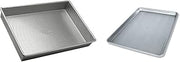Bakeware Rectangular Cake Pan, 9 x 13 inch, Nonstick & Quick Release Coating, Made in the USA from Aluminized Steel and USA Pan Bakeware Half Sheet Pan, Warp Resistant Nonstick Baking Pan, Made in the USA from Aluminized Steel 17 1/4 x12 1/4 x1