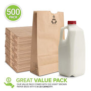 Stock Your Home 500 / 6"W x 3 5/8"G 11 1/16"H / Brown Food Storage Bags