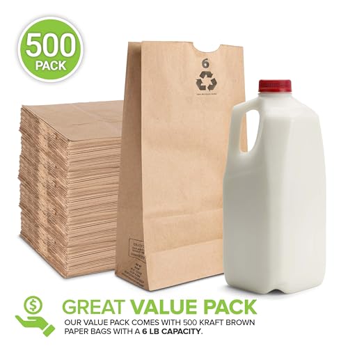 Stock Your Home 500 / 6"W x 3 5/8"G 11 1/16"H / Brown Food Storage Bags