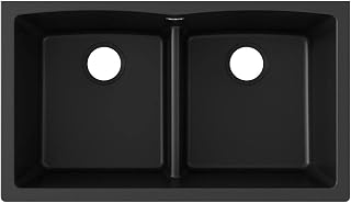 Elkay Quartz Classic ELGDULB3322BK0 Black Equal Double Bowl Undermount Sink