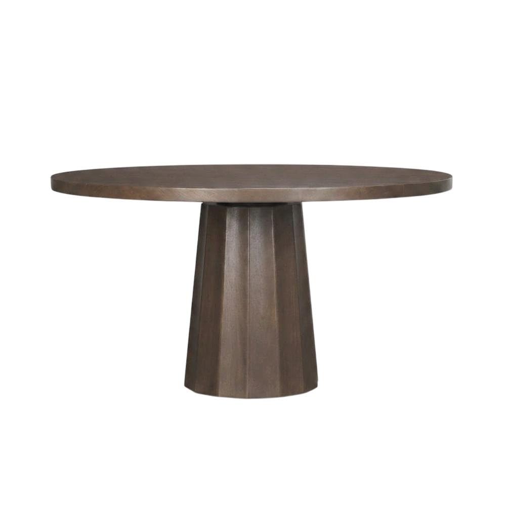 Dark Brown Wooden Round Pedestal Dining Table by Starlight Canyon Home – 60-inch diameter, 30-inch height, Solid Wood, Brown