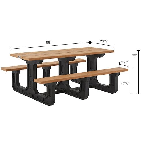 Outdoor 6' Rectangular Picnic Table by Global Industrial – 73.23 inches x 58 inches x 30 inches, Recycled Plastic, Cedar, Model 271677CD
