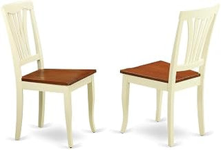 Furnifact Solid Wood Dining Chairs with Wood Seat, Set of 2 Traditional Kitchen Table Chairs Set for Dining Room, Buttermilk and Cherry
