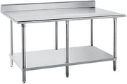 Advance Tabco KMS-309 30" x 108" 16 Gauge Stainless Steel Commercial Work Table with 5" Backsplash and Undershelf