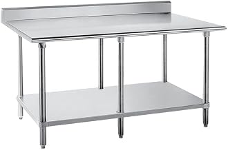 Advance Tabco KMS-309 30" x 108" 16 Gauge Stainless Steel Commercial Work Table with 5" Backsplash and Undershelf
