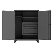 Cabinet, 7 drawer, hanger bar, pegboards by Durham – Alloy Steel, Grey, Model HDWCP246078-7M95