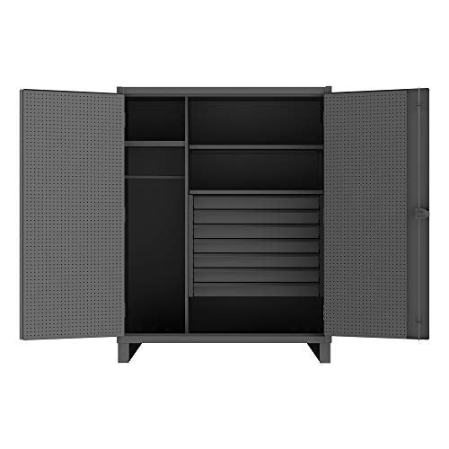 Cabinet, 7 drawer, hanger bar, pegboards by Durham – Alloy Steel, Grey, Model HDWCP246078-7M95