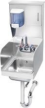 Krowne HS-32 Hand Sink, Space Saver, Wall Mount, 13"W x 17-1/4"D x 27-5/8"H, 9-3/4" Wide x 12-1/2" Front-to-Back x 5-5/8" deep Bowl, 4" OC Splash Mount Faucet, 4-1/2" Double Bend Faucet