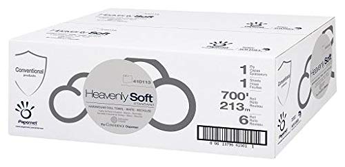 Paper Towels Hardwound Roll, Heavenly Soft Standard, White, Recycled 700', for HyTech Dispensers, Papernet 410113, Box of 6