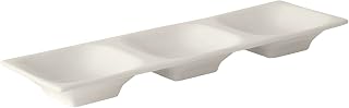 Tuxton China AMU-555 Plate, 13" L x 4-1/4" W x 1-1/4"H, Rectangular, 3-Compartment, Microwave and Dishwasher Safe, Oven Proof, Fully Vitrified, Ceramic, AlumaTux, Specialty, Pack of 12