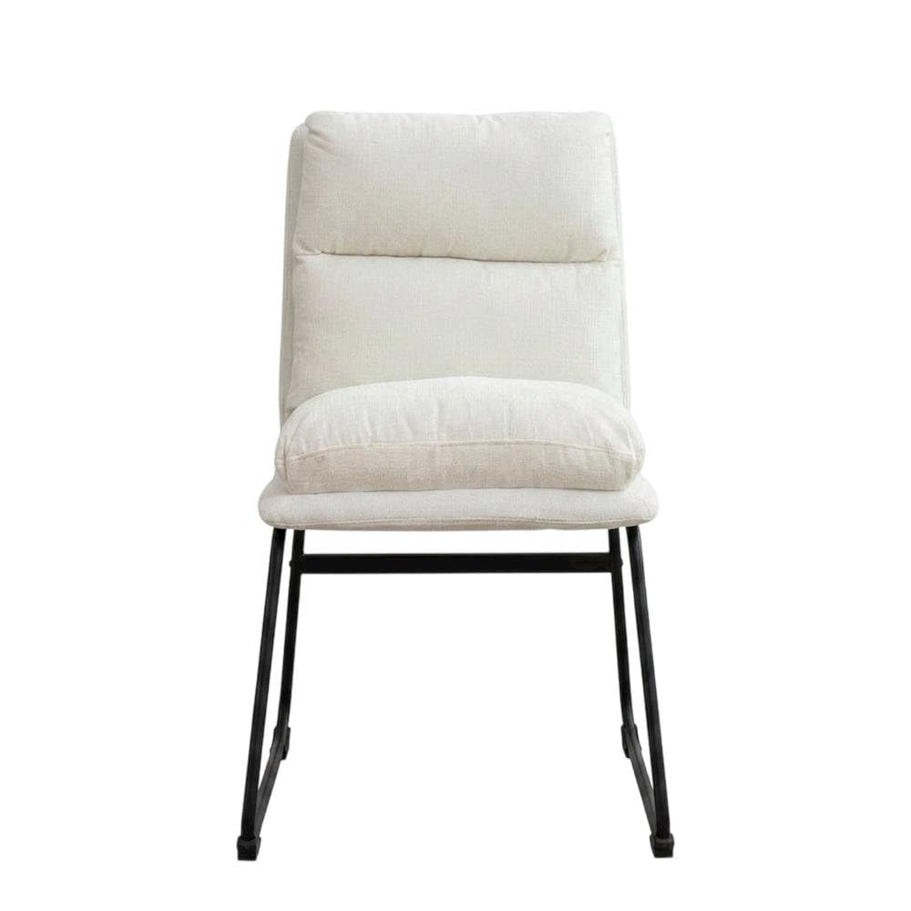 Faux Leather Upholstered Dining Chairs Set of by Furnifact – Metal, Vanilla, Pack of 2