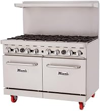 Migali C-RO8-LP 48" 8 Burner Liquid Propane Range with 2 Standard Ovens 211,000 BTU - CSA Certified Stainless Steel Exterior - Ideal for Commercial Kitchens