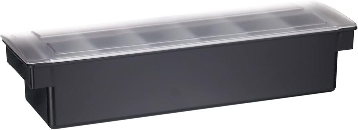 Tablecraft () 6-Compartment Black Plastic Condiment Holder by bar@drinkstuff – 6 Compartment, Plastic, Silver